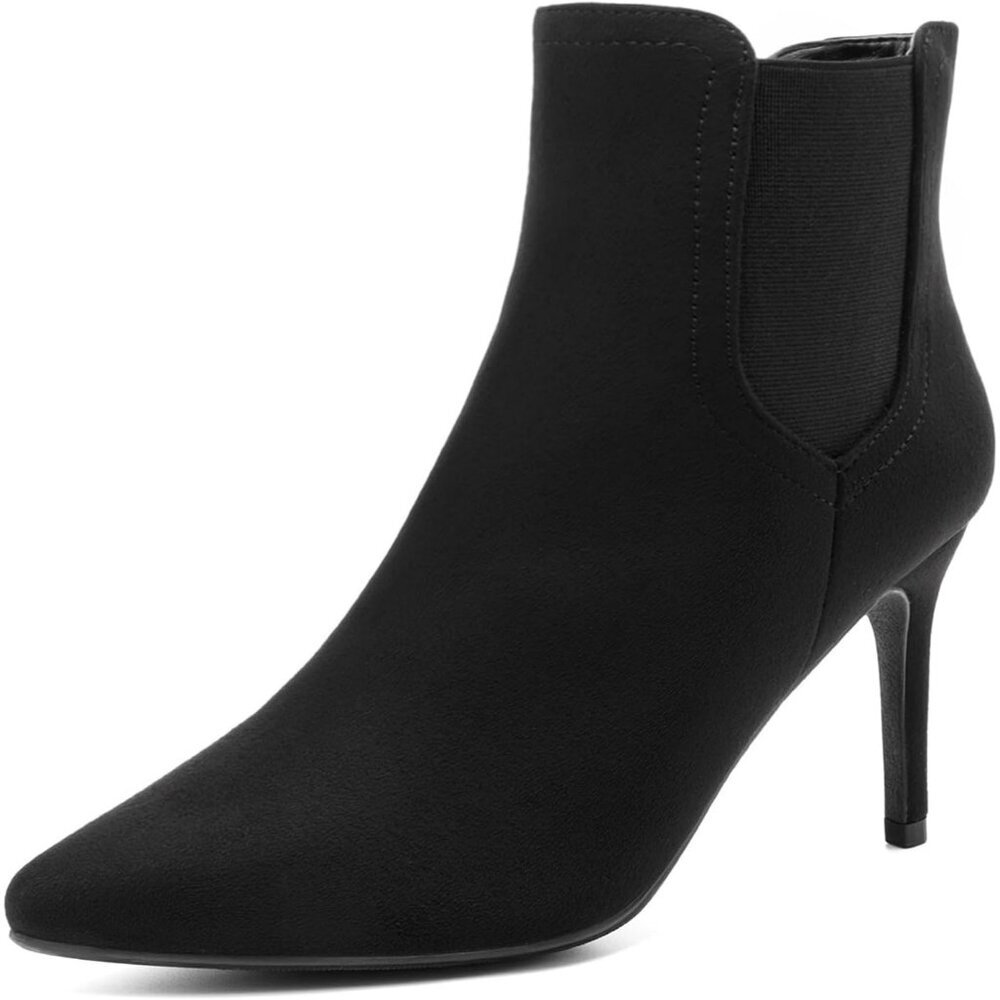 Women's Black\Suede Pointed Toe Stiletto High Heel Ankle Booties